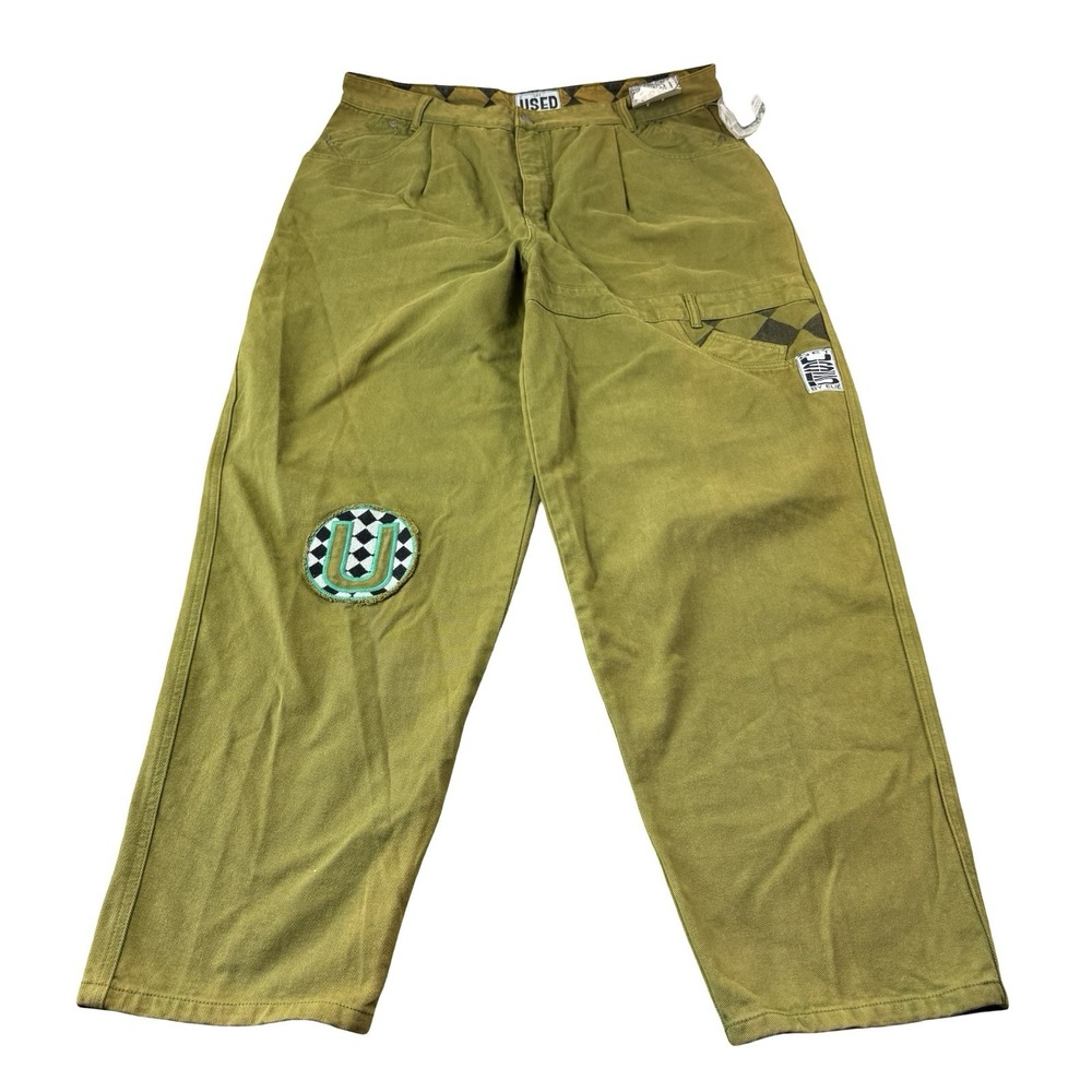 GET USED BY ELIE Green VTG Wide Leg Skater Y2K Jeans Size 42X34 NWT
